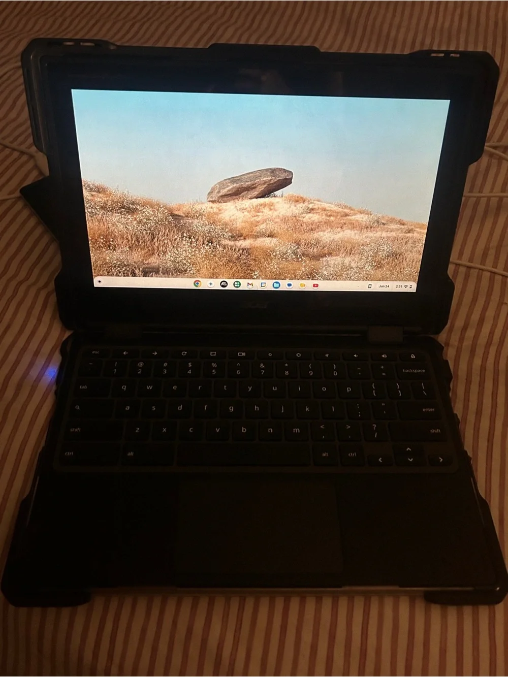 Acer Chromebook in black with blue screen accents touchscreen